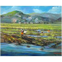 快乐抓泥鳅 油画12F